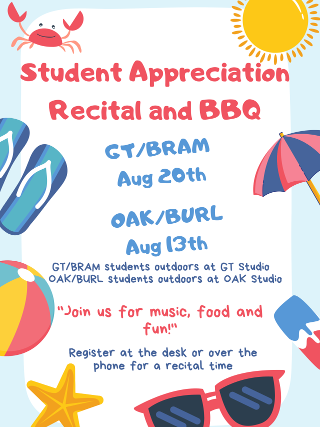 Music student recital info 2